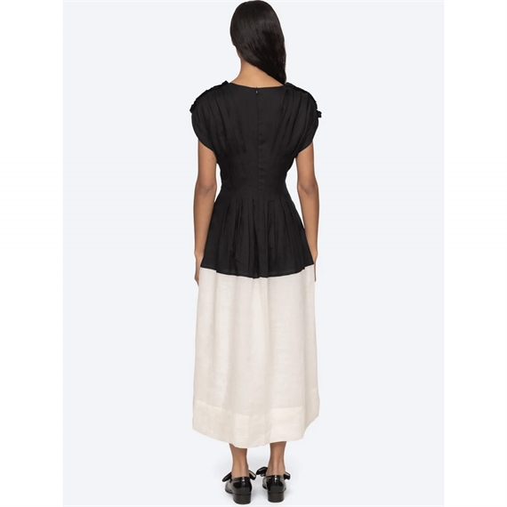 Sea New York NICOLA Ramie Tank Midi Kjole, Sort/Hvid